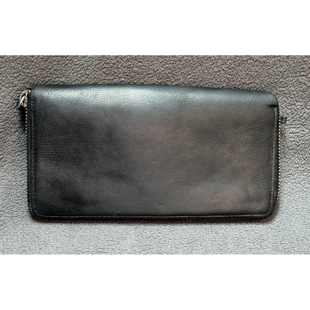 VTG Harley-Davidson Zip Around Wristlet Wallet Logo Biker Motorcycle Black Laces